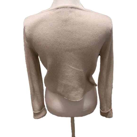 Forever 21 Crop Top Long Sleeve Womens Size Large Ribbed Sweetheart Neck Sweater - Picture 6 of 7